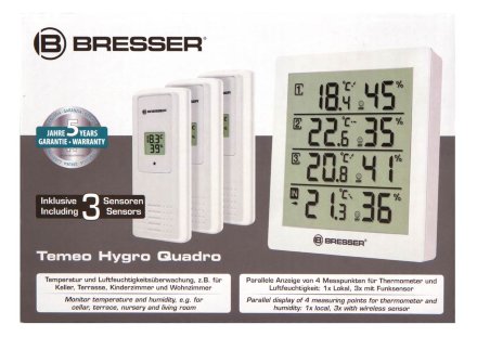 Метеостанция Bresser Temeo Hygro Quadro белая, LH73258