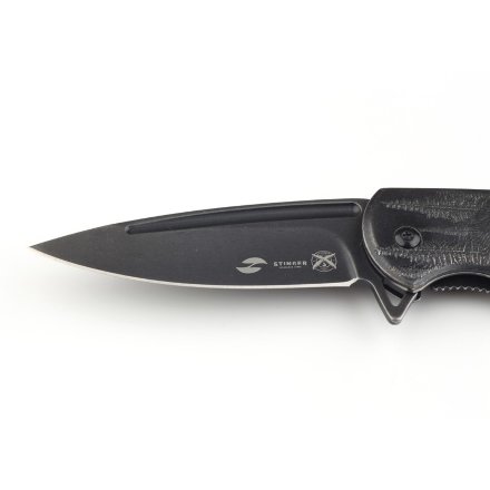 Нож Stinger FK-S063GY , 82 мм, чёрный с медведем