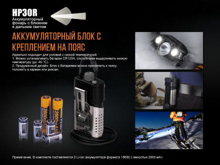 Уцененный товар Налобный фонарь Fenix HP30R серый (витринный образец)