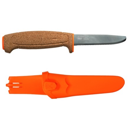 Уцененный товар Нож Morakniv Floating Serrated Knife, нержавеющая сталь, пробковая ручка, оранжевый. (царапина по клинку 5,5 см)