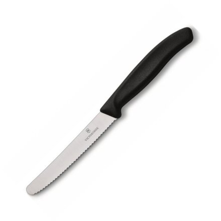 Нож Victorinox столовый, серрейторное лезвие 11см, черный 6.7833