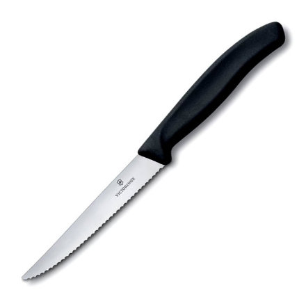 Нож Victorinox для стейка, серрейторное лезвие 11см, черный 6.7233.20