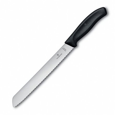 Нож Victorinox для хлеба, серрейторное лезвие 21 см, черный 6.8633.21B