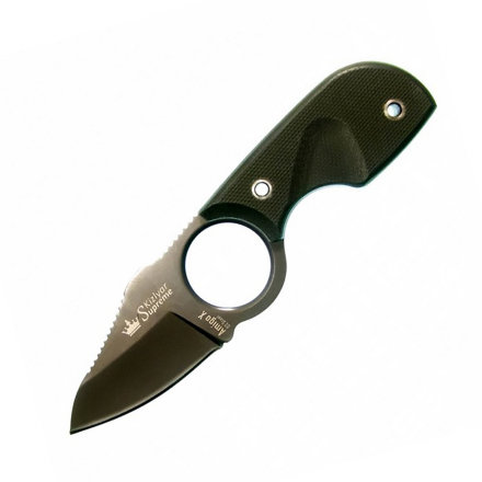 Шейный нож Kizlyar Supreme Amigo X D2 GT серый титан, зеленая рукоять, 4650065056113