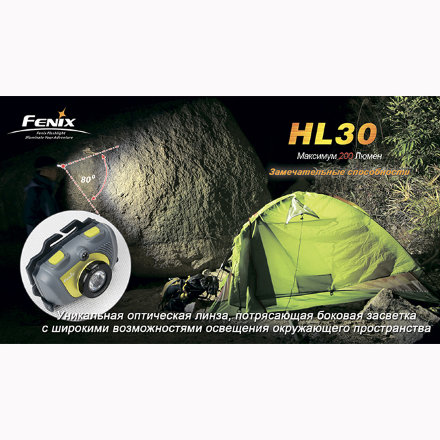 Налобный фонарь Fenix HL30 Cree XP-G (R5), черно-желтый, HL30R5ybk