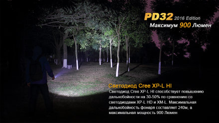 Фонарь Fenix PD32 Cree XP-L HI white LED, PD322016