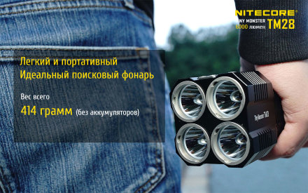 Комплект фонарь Nitecore TM28 + аккумуляторный блок NBP68, 15716-10220