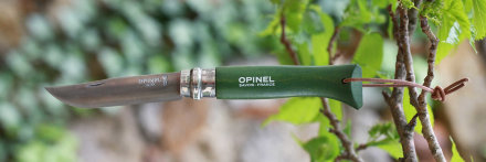 Нож Opinel №8 Trekking, нержавеющая сталь, кожаный темляк, хаки, 001703