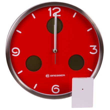 Часы настенные Bresser MyTime io NX Thermo/Hygro 30 см красные, 76462