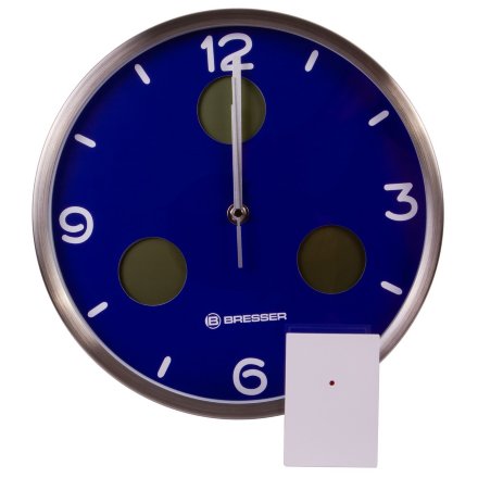 Часы настенные Bresser MyTime io NX Thermo/Hygro 30 см синие, 76465