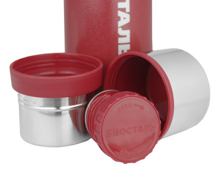 Термос Biostal Охота 1 литр, 2 чашки, красный (NBA-1000R)