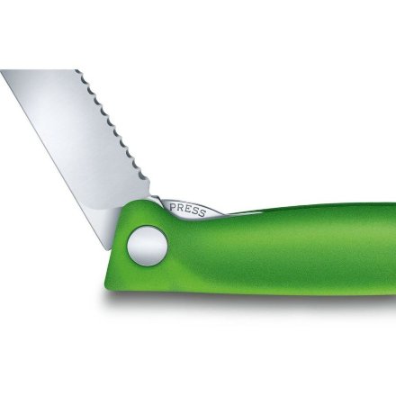 Нож кухонный Victorinox Swiss Classic стальной для овощей 110 мм серрейтор зеленый блистер 6.7836.F4B