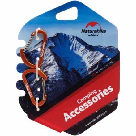 Карабин Naturehike NH15A004-H  D-образный мини 4см 2 упаковки оранжевый, 6927595717301