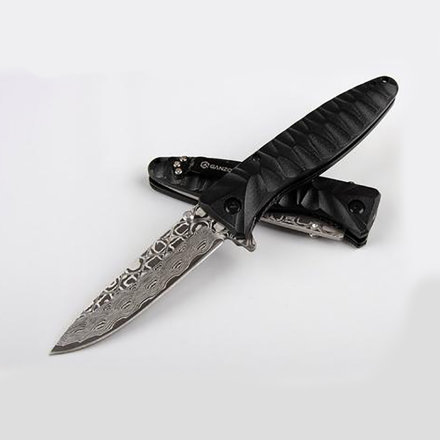 Уцененный товар Нож Ganzo G620 черный (травление)(Трещины на рукояти)