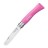 Display of 6 N°07 round ended safety knives Fuchsia hornbeam handles, 001699