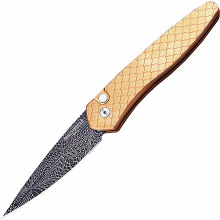 Нож автоматический Pro-Tech Newport Custom Feathered Copper Rose Mosaic Damascus 3454-DAM