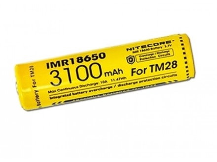 Аккумулятор Nitecore IMR18650 3.7v, 3100mA, 10A для TM28 (без защиты), 15802