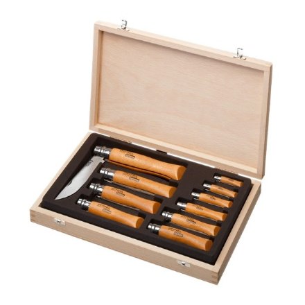 Набор Opinel в деревянной коробке из 10 ножей разных размеров из углеродистой стали, 183104