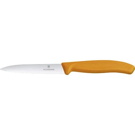 Нож Victorinox для резки и чистки оранжевый , волнистое лезвие 10 см (6.7736.L9)