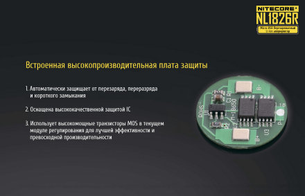 Аккумулятор Nitecore NL1826R 18650 3.7v 2600mA USB, 16809