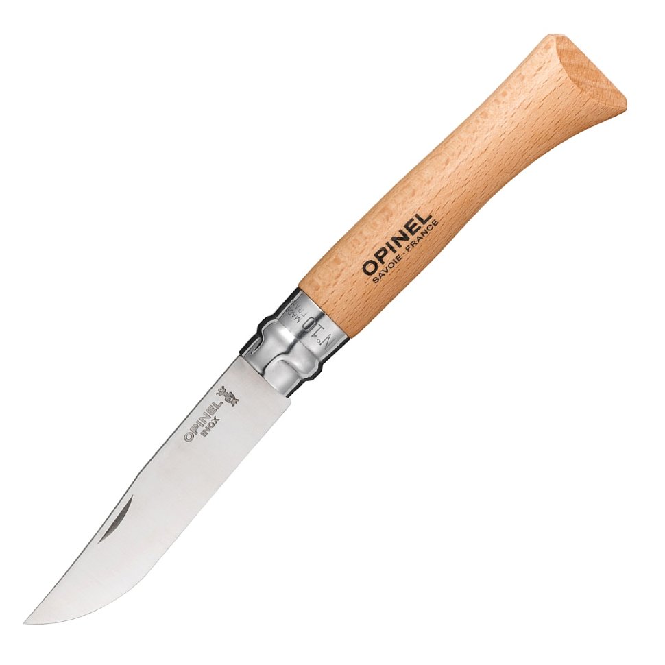 Нож складной Opinel №10, нержавеющая сталь, рукоять из бука