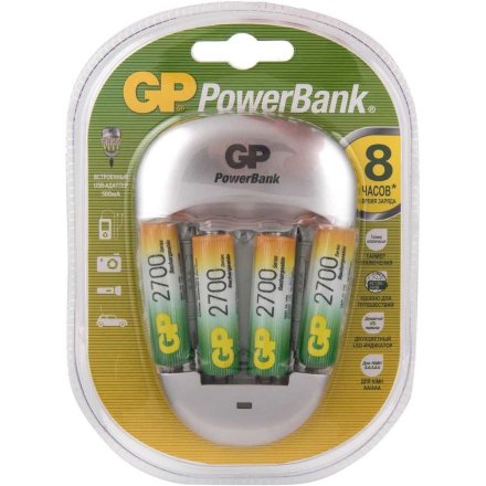 Аккумулятор + зарядное устройство GP PowerBank PB27GS270 AA NiMH 2700mAh (4шт/блистер), 558971