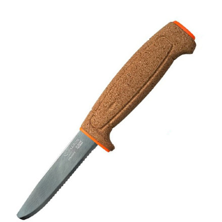 Нож Morakniv Floating Serrated Knife, нержавеющая сталь, пробковая ручка, оранжевый. 13131