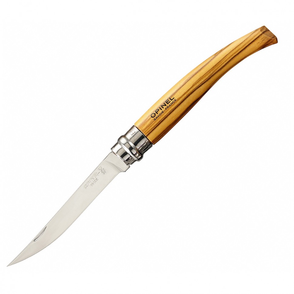 Нож филейный Opinel №10, нержавеющая сталь, рукоять оливковое дерево