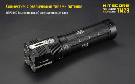 Уцененный товар Фонарь Nitecore TM28 комплект 4*18650 3100mAh(Состояие хорошее. В упаковке: Фонарь + чехол + Б/П + зип пакетик + 4 акб 3100)