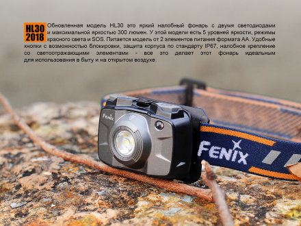 Налобный фонарь Fenix HL30 (2018) Cree XP-G3 серый, HL30GY2018