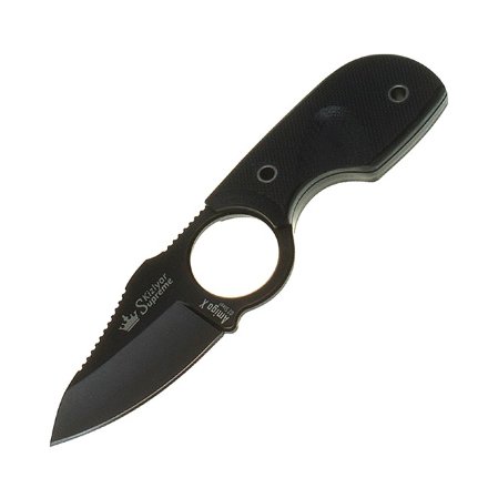 Шейный Нож Kizlyar Supreme Amigo X AUS-8 Black (клинок черный, рукоять черная), 4650065056038
