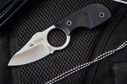Шейный Нож Kizlyar Supreme Amigo X AUS-8 Satin (клинок сатин, черная рукоять), 4650065056052