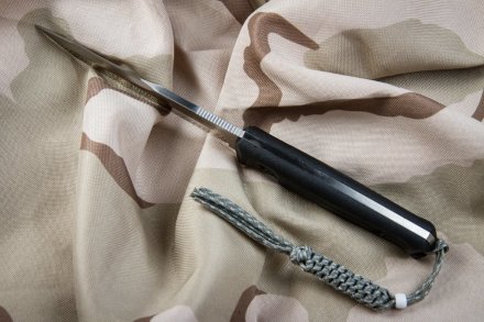 Нож Kizlyar Supreme Aggressor D2 s v2 (Сатин, Черная рукоять, Камо ножны), 4650065050098