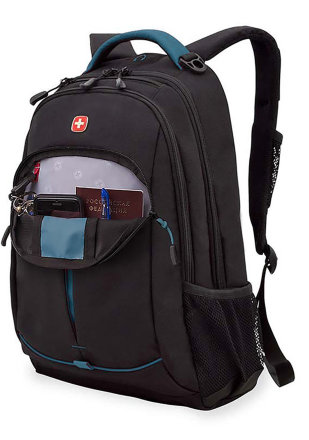 Рюкзак Swissgear SA3165206408 , черный-бирюзовый, 32x15x46 см, 22 л