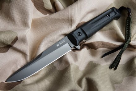 Нож Kizlyar Supreme Alpha AUS-8 gt v2 (Серый титан, Черная рукоять, Черные ножны), 4650065050135
