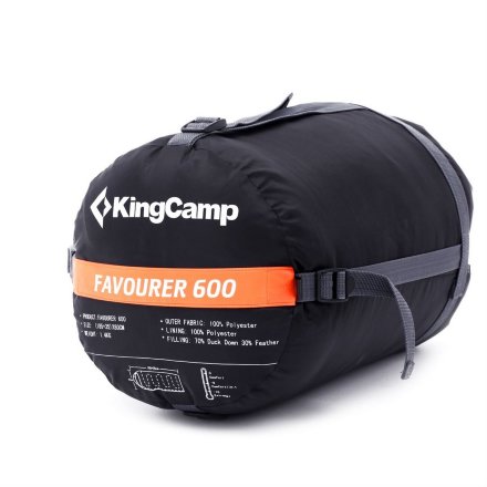 Спальный мешок KingCamp Favourer 600 -10°с 8006 оранжевый правый, 6927194702760