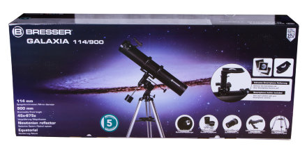 Телескоп Bresser Galaxia 114/900 EQ с адаптером для смартфона, LH70120