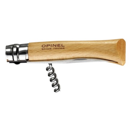 Уцененный товар Нож Opinel №10, нержавеющая сталь, рукоять из бука, со штопором (мятая упаковка)