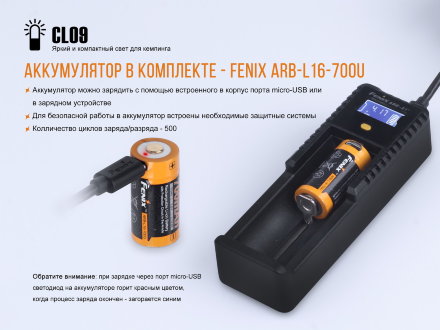 Уцененный товар Фонарь Fenix CL09 черный (без упаковки и АКБ)