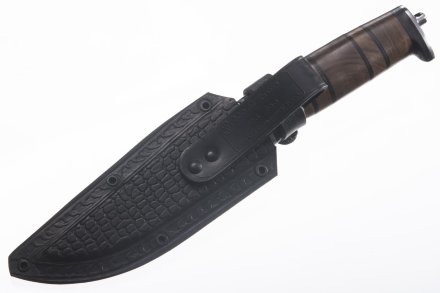 Нож Кизляр Ш-5 Барс 03179 клинок стоунвош серый, рукоять наборная кожа-дерево