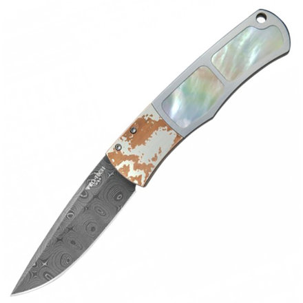 Нож автоматический Pro-Tech Magic Mike &quot;Whiskers&quot; Allen Damascus BlackEye Pattern Mother of Pearl In, Custom Magic