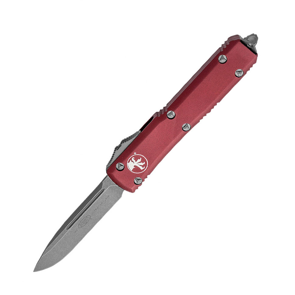 Нож автоматический Microtech Ultratech S/E клинок CTS-204P stonewash рукоять алюминий бордовый (121-10MR)