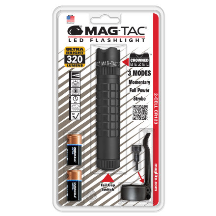 Фонарь Maglite LED MAG-TAC, 310 лм, черный, зазубренный безель, 2-CR123, SG2LRA6