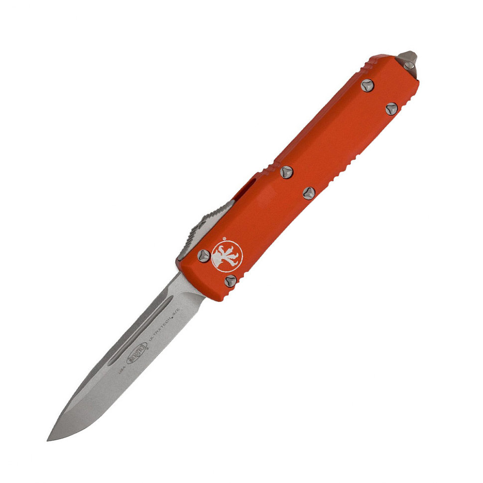 Нож автоматический Microtech Ultratech S/E клинок CTS-204P stonewash рукоять алюминий оранжевый (121-10OR)