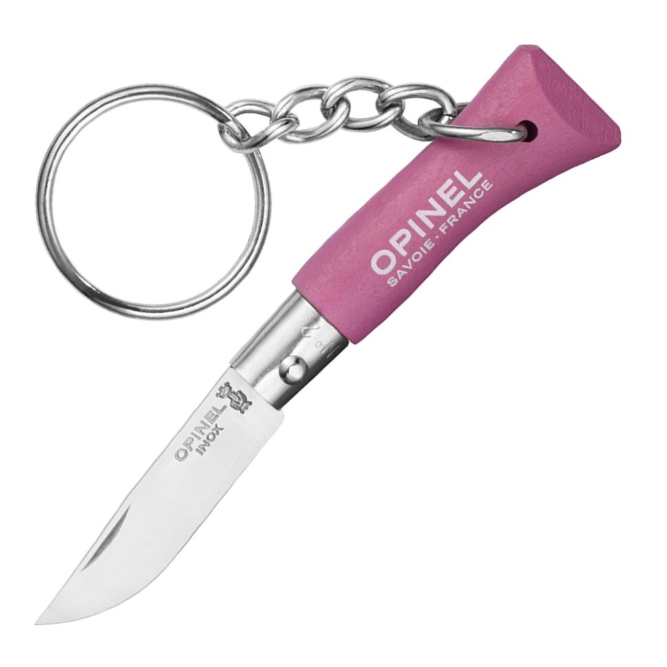 Нож-брелок Opinel №2, нержавеющая сталь, розовый
