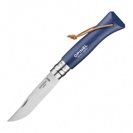 Уцененный товар Нож Opinel №8 Trekking, нержавеющая сталь, синий,(Новый. Царапина вдоль клинка)