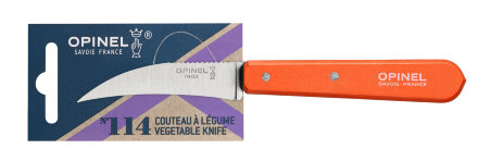 Нож для чистки овощей Opinel №114, деревянная рукоять, нержавеющая сталь, оранжевый, блистер, 001926