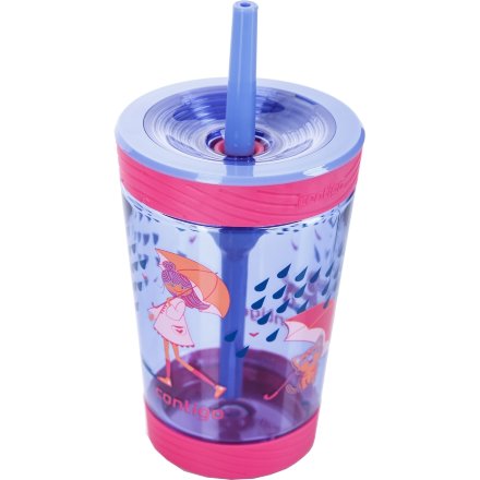 Стакан детский с трубочкой Contigo Spill Proof Tumbler 0,42 литра, розовый, contigo0771