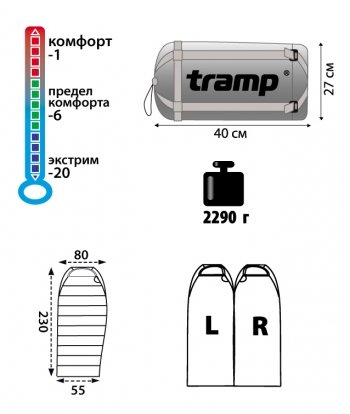 Спальный мешок Tramp Siberia 7000, TRS-010.02 правый, 4743131000339