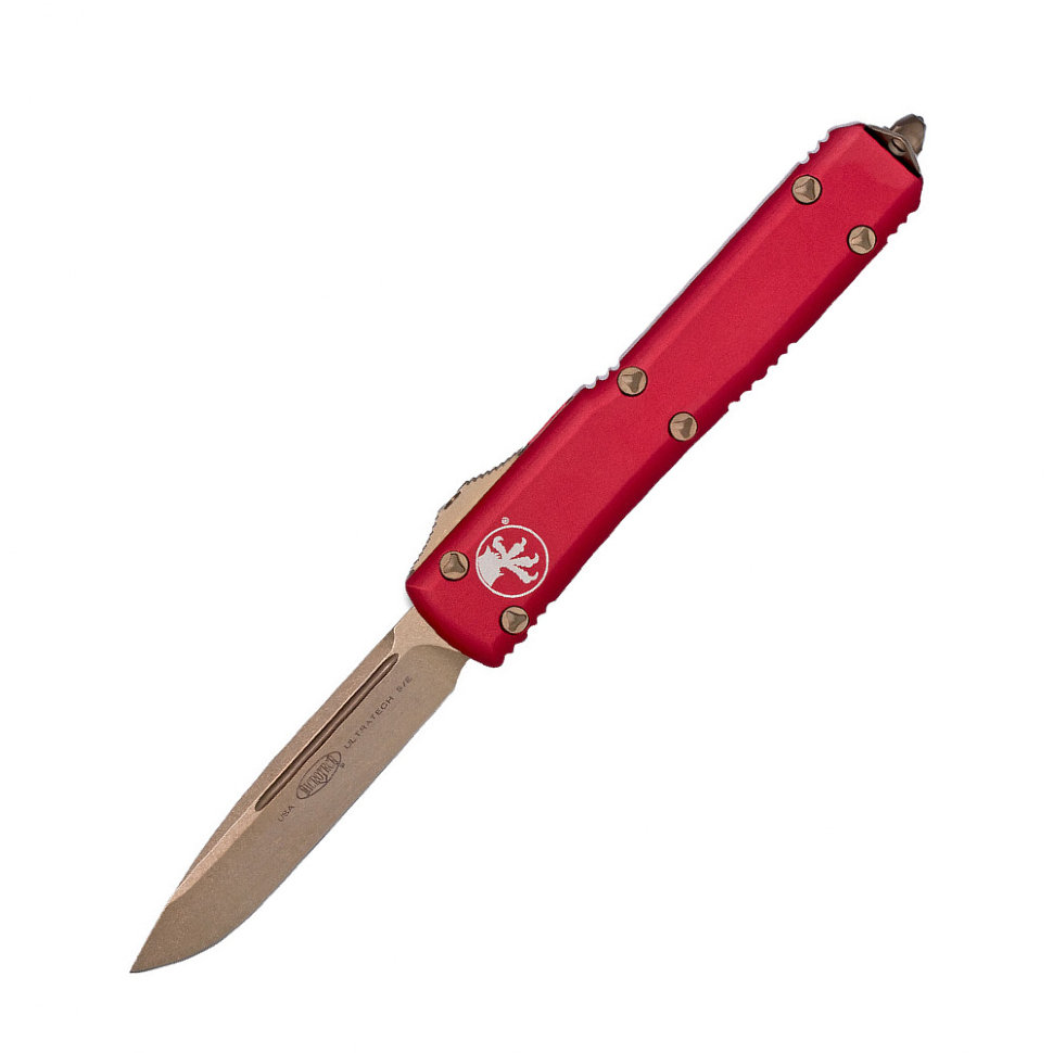 Нож автоматический Microtech Ultratech S/E клинок CTS-204P бронза рукоять алюминий красный (121-13RD)